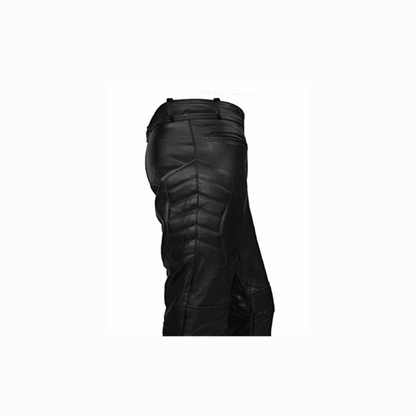 Mens Black Leather Bikers Pants Jeans - JEANS 3