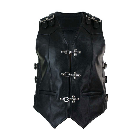 black leather vest