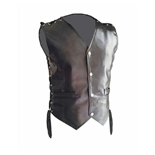 leather vest black