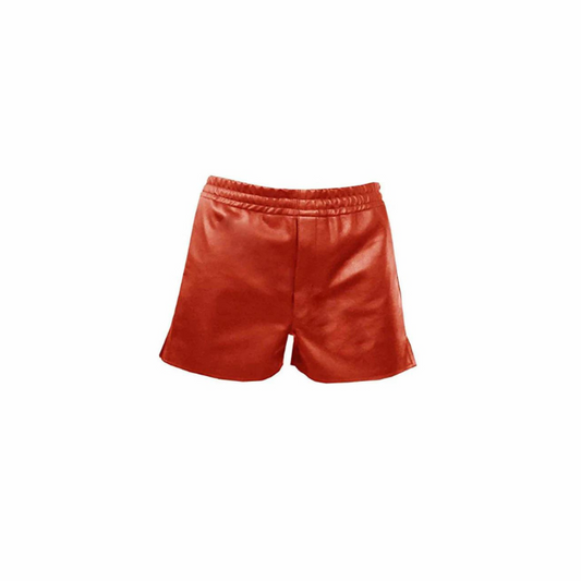 Men Real Red Sheep Leather Boxer Shorts - SHORTS3 - RED