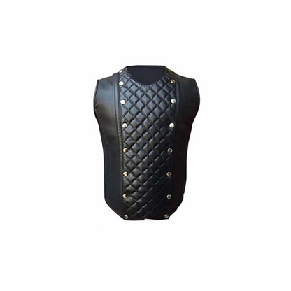 Men Real Black Sheep Leather Steel Boned Corset (STEAM3)