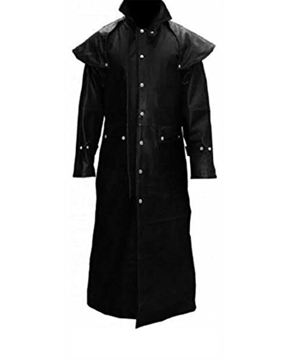 Satisfied shopping Mens Black Real Leather DUSTER STEAMPUNK Riding ...