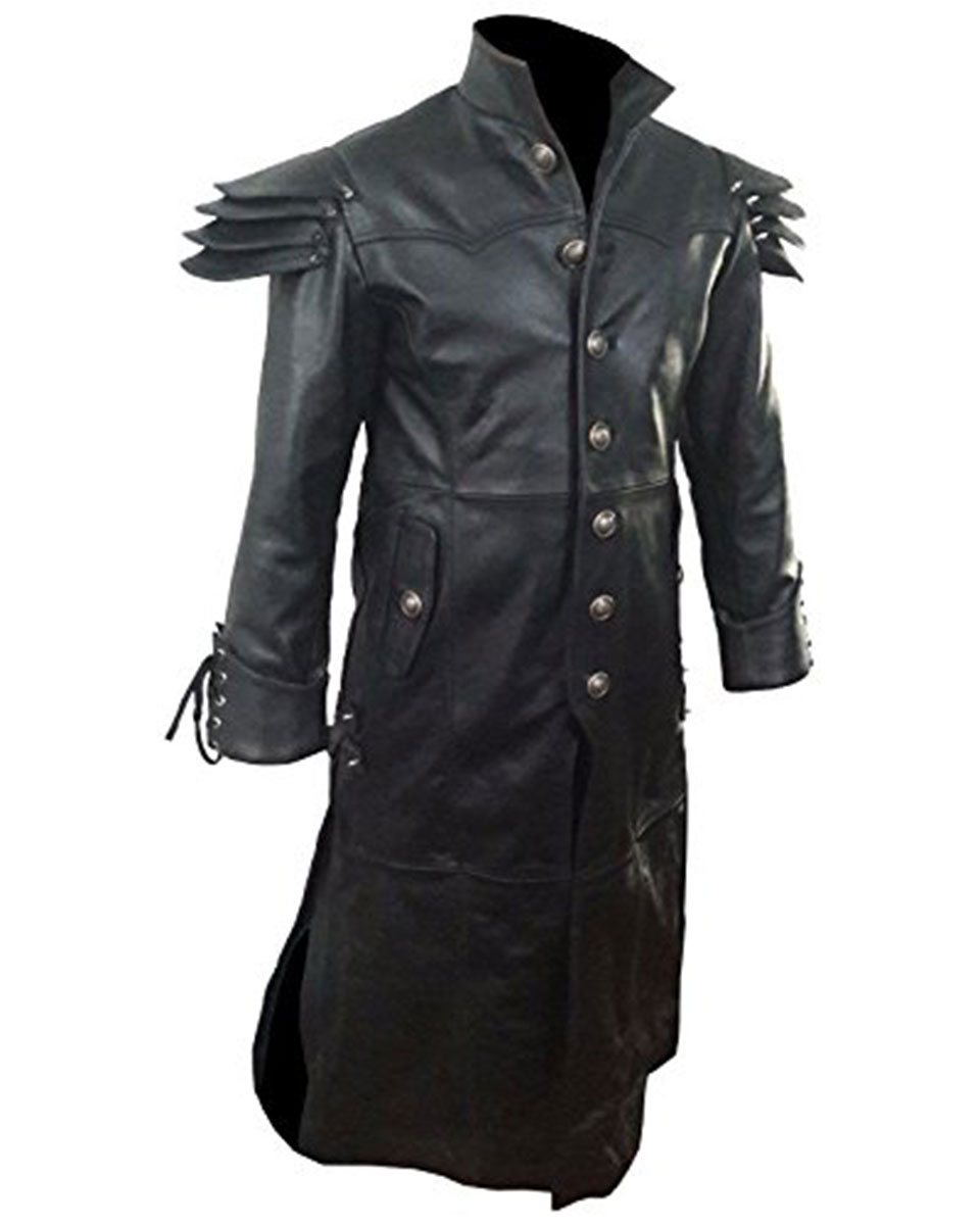Mens REAL Black Leather Goth Matrix Trench Coat Steampunk Gothic – T24 ...